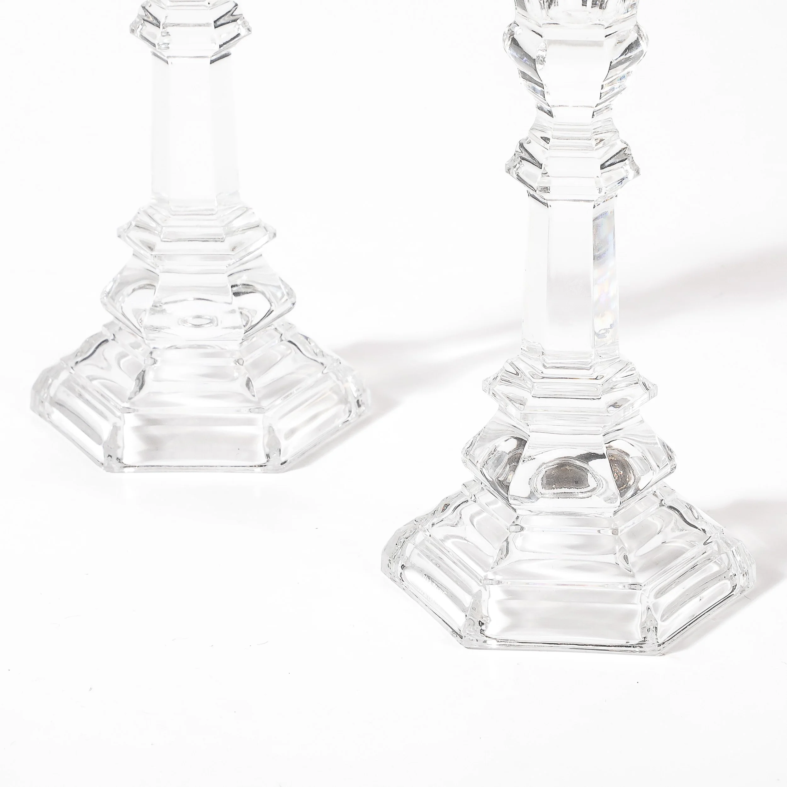 Pair of Classical Tiffany & Co. Crystal Candlestick Holders — High